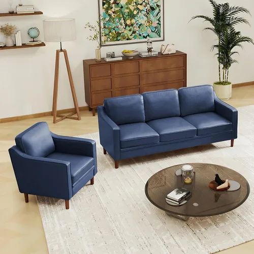 Vista 10 de Kingfun Sofá en Forma de L de 88", Sofá Seccional de Chenilla, Sofás Modernos de Mediados de Siglo con Marco de Madera Maciza para Sala de Estar