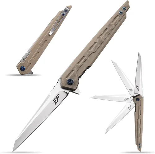 Vista 9 de Eafengrow EF948 Cuchillo plegable D2 hoja de acero + mango G10 cuchillo de camping al aire libre EDC cuchillos de herramientas (negro)