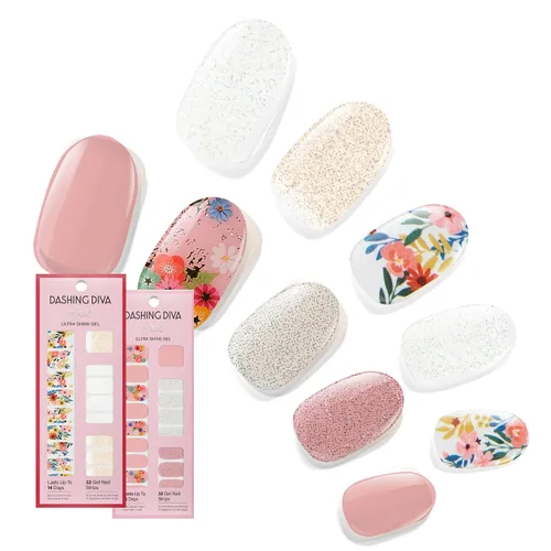 Vista 20 de Dashing Diva Paquete de tiras de uñas brillantes, la colección más vendida, Lavender Dreams & After Glow - Sin rayos UV, resistentes al