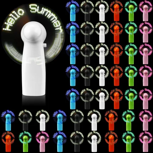 Vista 4 de 12 piezas portátil mini batería potente ventilador Hola verano LED pequeño ventilador personal recuerdo de fiesta regalo de verano para viajes
