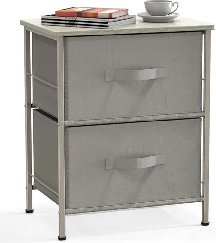 Vista 13 de Simple Houseware - Cómoda organizadora de cajones de almacenamiento de 2 niveles para mesita de noche, color marrón