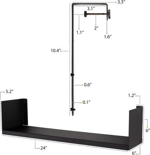 Vista 3 de Wallniture Libro Estante organizador de cubículos de 24 pulgadas con ganchos para cubículos, organizador de escritorio para oficina en casa (negro)