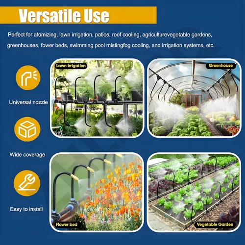 Vista 7 de 360° Bendable Garden Irrigation System, Copper Sprayer Atomizing System, with Intelligent Irrigation Controller for Lawn Raised Bed Greenhouse Plant