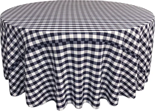 Vista 13 de Mantel LA Linen, redondo, a cuadros, polivinílico, 51 pulgadas.