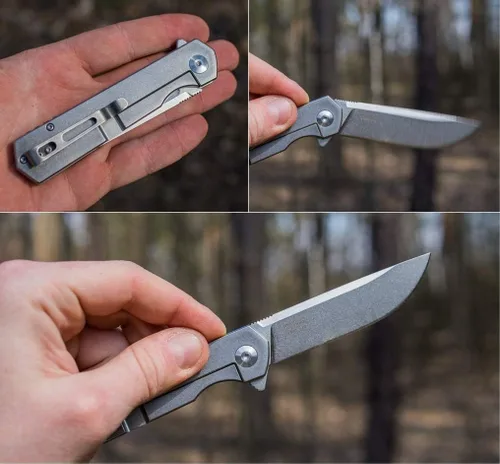Vista 7 de Firebird GANZO FH12-SS Cuchillo plegable de bolsillo, hoja de acero D2, mango de acero con clip para acampar al aire libre EDC Cuchillo de bolsillo