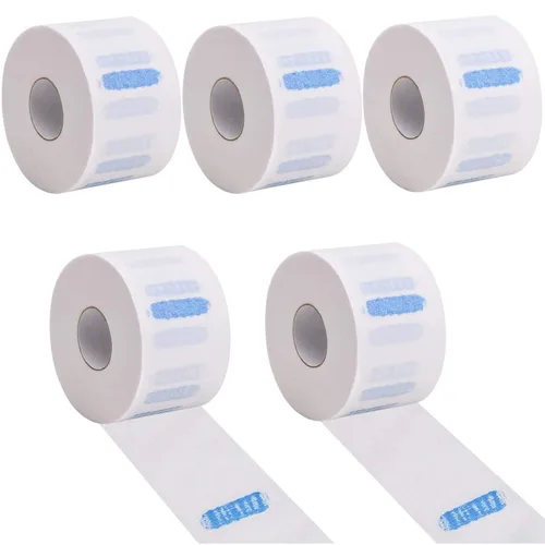 Vista 10 de Tiras de cuello de peluquero – 5 rollos de 500 piezas de papel negro, desechable y flexible para cortar el cabello, suministros de salón, resistente