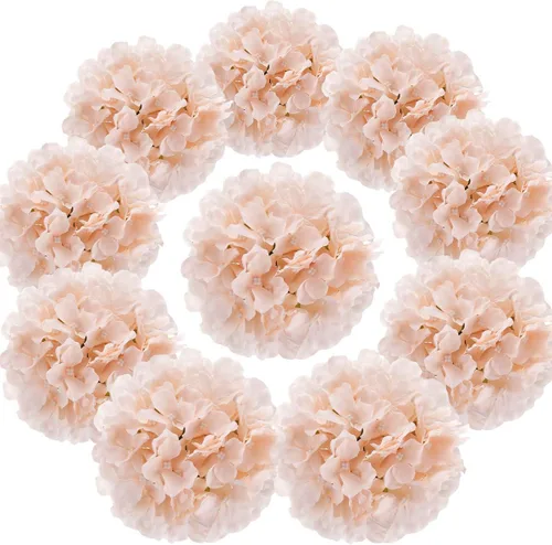Vista 18 de Cabezales artificiales de hortensias de seda para decoración de bodas caseras, 10
