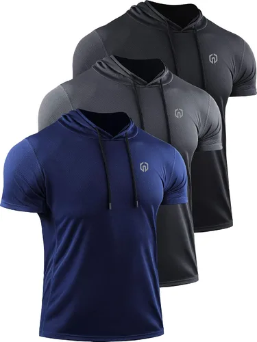 Vista 10 de Neleus - Camiseta sin mangas deportiva Dry Fit para correr con capucha