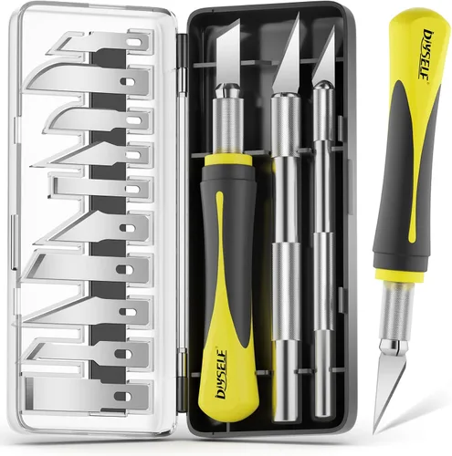 Vista 7 de DIYSELF Cuchillo Exacto, 2 cuchillos Exacto con 40 cuchillas de repuesto Exacto, cuchillo de manualidades, cuchillo de pasatiempo, juego