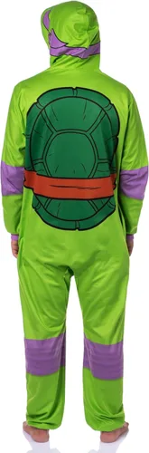 Vista 5 de INTIMO Disfraz de tortuga ninja con capucha para hombre, pijama de dormir para adultos Donatello