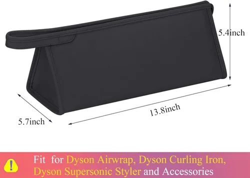 Vista 6 de Funda de viaje de cuero PU compatible con Dyson Airwrap Styler/Shark Flexstyle, funda de transporte portátil para secador de pelo Dyson Supersonic
