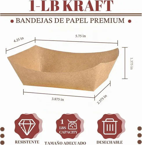 Vista 2 de Ocmoiy - Bandejas de papel para alimentos, 100