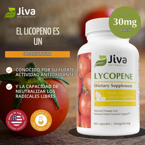 Vista 3 de Jiva Botanicals Licopeno 30mg Suplemento para la salud de la próstata 60ct