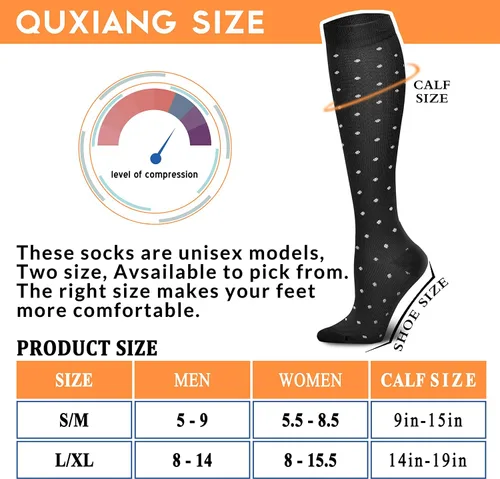 Vista 7 de QUXIANG Calcetines de compresión para mujeres y hombres de 15 a 20 mmHg, ideales para médicos, enfermería, correr, atletismo, venas varicosas, viajes