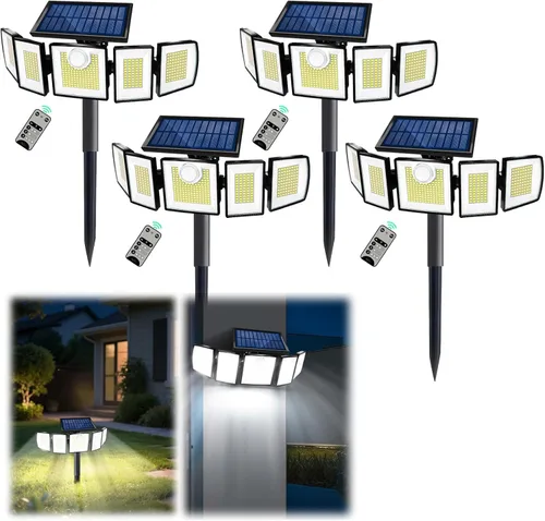 Vista 15 de MDCMDCM Luces solares para exteriores, sensor de movimiento impermeable, 416 LED, 3000 lúmenes, súper brillante, 3 brillo; 3 modos, iluminación