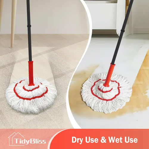 Vista 4 de Repuesto de cabezal de trapeador giratorio para limpieza de suelos, repuesto de microfibra lavable de algodón con almohadilla para fregar