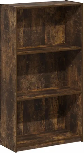 Vista 5 de Furinno Estantería básica para libros, moderna de 3 niveles, estantería con estantes abiertos, 9.3 x 21.8 x 39.5 pulgadas, para sala de estar Roble