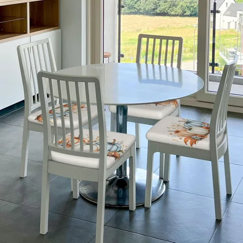 Vista 6 de Fundas de asiento cuadradas para silla de cocina con diseño floral de hojas de calabaza de otoño, de 16.9 pulgadas, dos piezas, funda de cojín
