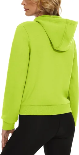 Vista 4 de MAGCOMSEN Sudadera corta con capucha para mujer, forro polar, con cremallera completa, con bolsillos