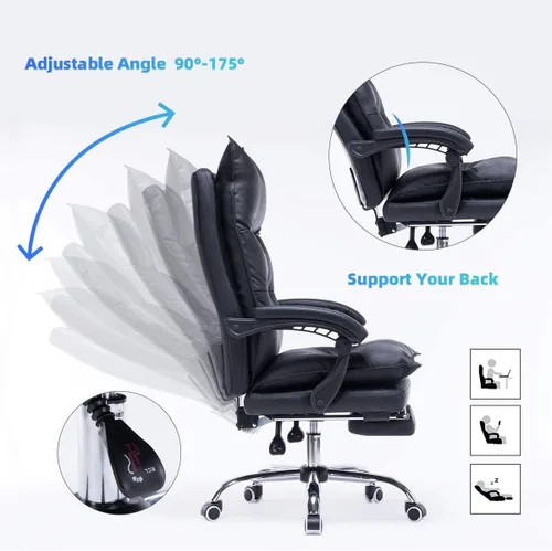 Vista 4 de YOLENY Silla de oficina grande y alta, silla de oficina giratoria ergonómica reclinable de altura ajustable con respaldo alto, silla de oficina