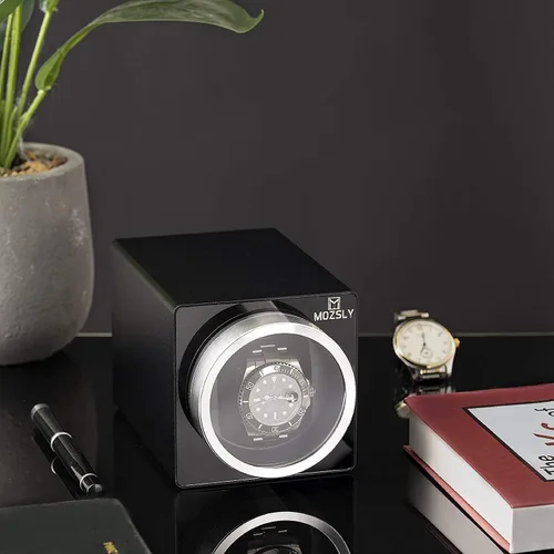 Vista 5 de MOZSLY Reloj Winder para Relojes Automáticos 12 Modo de Rotación con Bastante Motor Metal