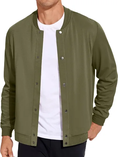 Vista 7 de COOFANDY Men's Casual Lightweight Jacket Baseball Letterman Snap Button Jacket