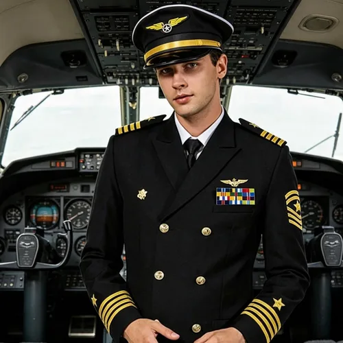 Vista 7 de Sombrero de piloto ajustable, accesorios de disfraz de piloto negro