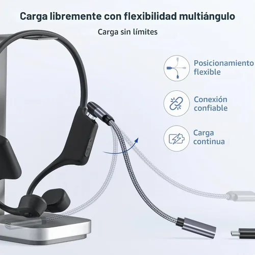 Vista 4 de RUXELY Adaptador de cable de carga de auriculares USB C a Shokz, 2