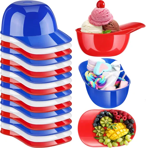 Vista 8 de Baderke Cuencos para gorra de béisbol de postre de helado, tazón de 8 onzas, mini tazones para casco, vasos de plástico para suministros de fiesta