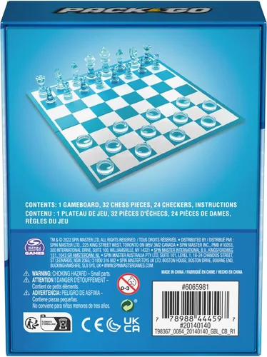 Vista 4 de Juego de mesa Pack & Go de ajedrez y damas de Spin Master Games Juego portátil de 2 jugadores Tablero de ajedrez Juego de ajedrez para adultos