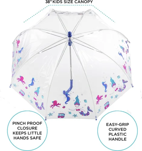 Vista 2 de Totes Kids Clear Bubble Umbrella, Ocean Princess
