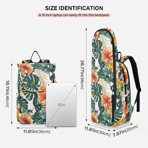 Vista 3 de Unisex Tennis Bag Lightweight Tropical Style Green Leaves Red Flower Zipper Tennis Bag Gym Bag for Women, Men, Teenagers raquetas de tenis