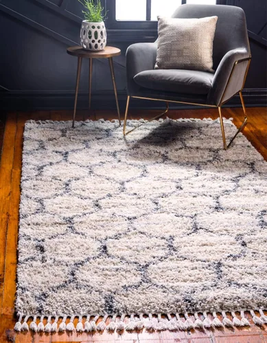 Vista 16 de Unique Loom Hygge Shag Collection - Alfombra de área enrejado (2 pies 2 pulgadas x 3 pies, rectangular, marfil / gris)