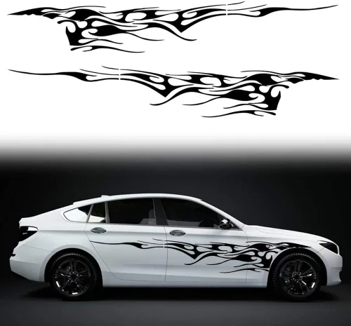 Vista 9 de 2 calcomanías universales de 137.7 pulgadas, diseño de rayas laterales de automóvil, diseño de rayas laterales autoadhesivas, accesorios