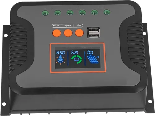 Vista 4 de PWM Controlador de carga solar, 60A 12V 24V 36V 48V 2 Puerto USB Pantalla LCD ajustable AGM Gel Inundado Batería de Litio.
