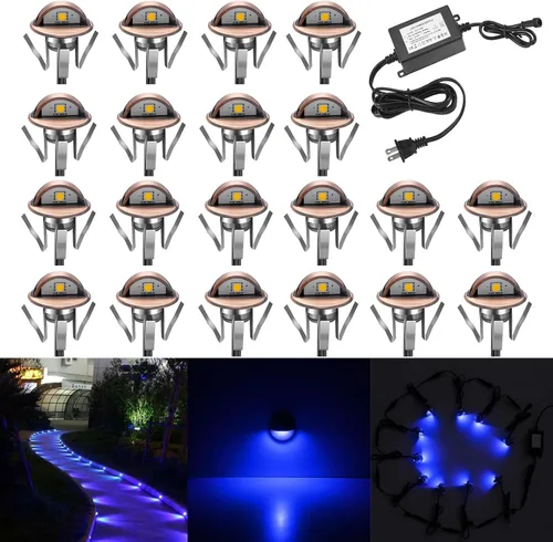 Vista 23 de Luz LED para escaleras, bajo voltaje, impermeable, IP65, para exteriores, 1-2/5 pulgadas, de madera empotrada, iluminación LED de terraza, patio