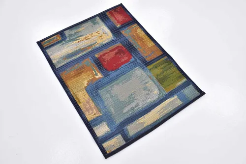 Vista 3 de Unique Loom - Alfombra colección de círculos abstractos, de transición para interiores y exteriores, beige, Polipropileno, rojo (Multi/red)