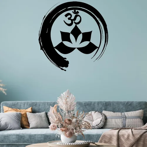 Vista 4 de Arte de pared de metal, arte de pared Om, decoración de pared de flor de loto, decoración de pared Om, decoración de pared de arte zen, arte