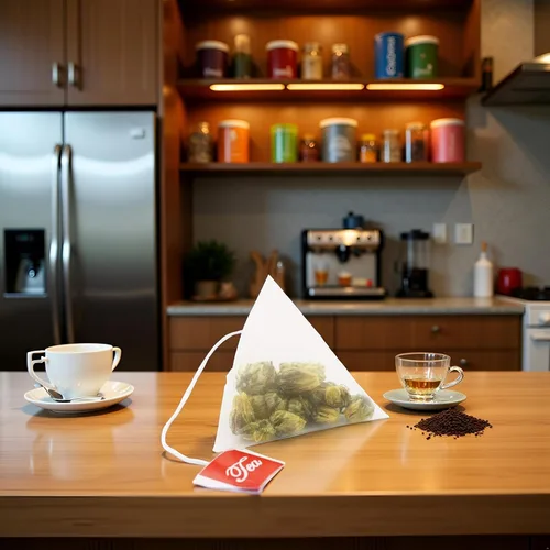 Vista 4 de Bolsa de té vacía desechable gris, 100 unidades, de nailon, con cierre plegable, filtro de sellado térmico, bolsa de té desechable simple, bolsa