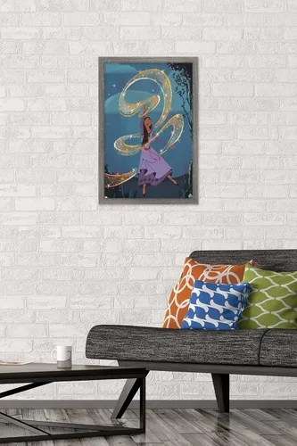 Vista 2 de Trends International Disney Wish - Póster de collage de 6 (Asha), póster de pared, 22.4 pulgadas de largo x 14.7 pulgadas, versión enmarcada
