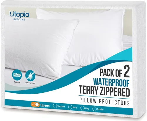 Vista 16 de Juego de 6 protectores de almohada impermeables de rizo suave