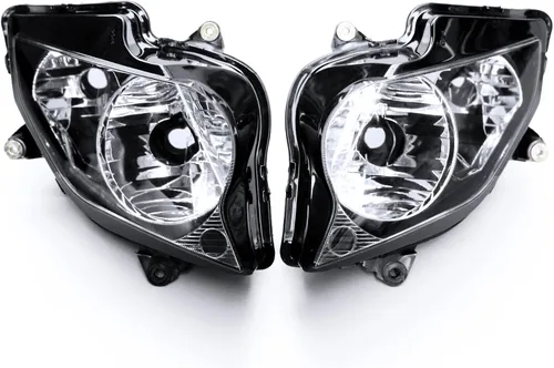 Vista 34 de Ensamble de lámpara de faro delantero para motocicleta compatible con Yamaha YZF600 R6 2006 2007 06 07 YZF-R6 Faro frontal transparente para moto