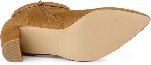 Vista 6 de Allegra K Botines con cremallera y tacón de bloque puntiagudo para mujer