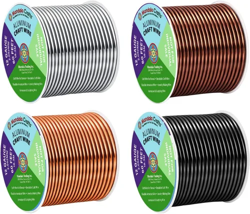 Vista 216 de Mandala Crafts - Alambre de aluminio anodizado de calibre 22 para hacer joyas - 137.2 m de alambre flexible surtido y coloreado - Doble para bonsái