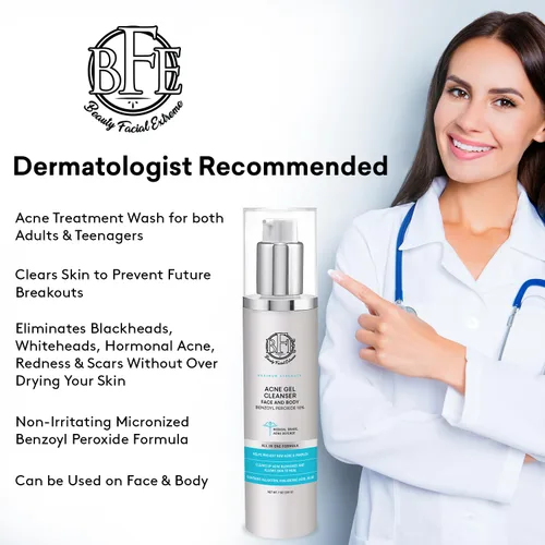 Vista 2 de Tratamiento de lavado facial para acné con peróxido de benzoilo – Combate las imperfecciones del acné al contacto para brotes quísticos, piel grasa