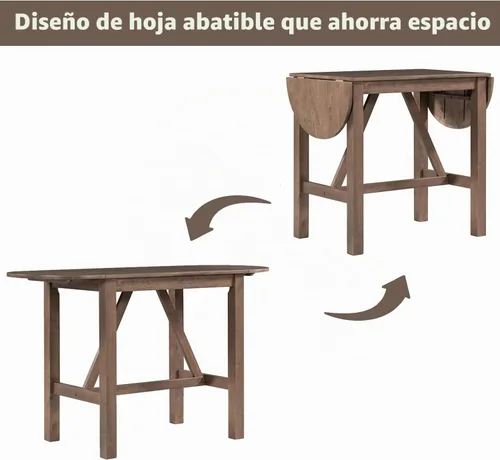 Vista 2 de Harper & Bright Designs Juego de comedor de cocina de 3 piezas de altura de mostrador con mesa de comedor de hojas caídas y 2 sillas acolchadas