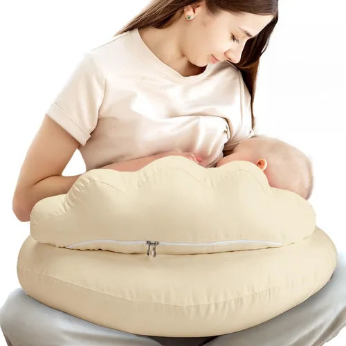 Vista 11 de Almohada de Lactancia PILLANI para Amamantar, Almohada de Pecho con Barrera de Seguridad para Mayor Comodidad, Registro de Bebé, Funda de Algodón