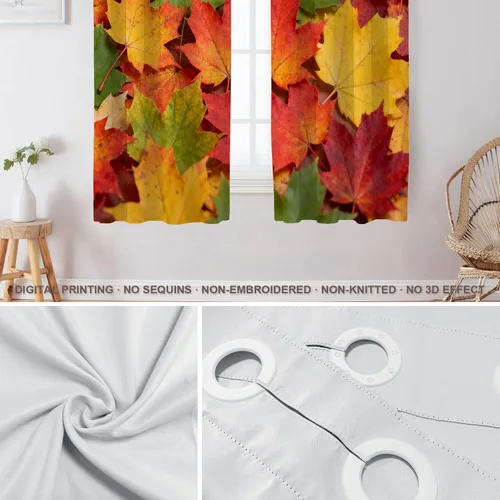 Vista 263 de Shrahala Orange Autumn Autumn Blackout Curtain Tiers, Fall Kitchen Valance Light Blocking Tier Drapes with Rod Pocket, 2 Pack 26 X 24 in