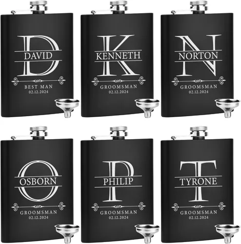 Vista 38 de ELEGANTPARK Petacas para Licor para Hombres con Iniciales Monogramadas Regalos para Hombres Cumpleaños Regalos Personalizados para Él Padrinos Papá
