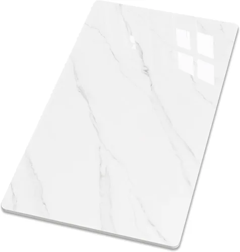 Vista 15 de Square Table Top, 19.6” White Sintered Stone Tabletop, DIY Replacement & Cover Marble Desktop, Scratch & Wear Resistant, Suitable for Indoor &